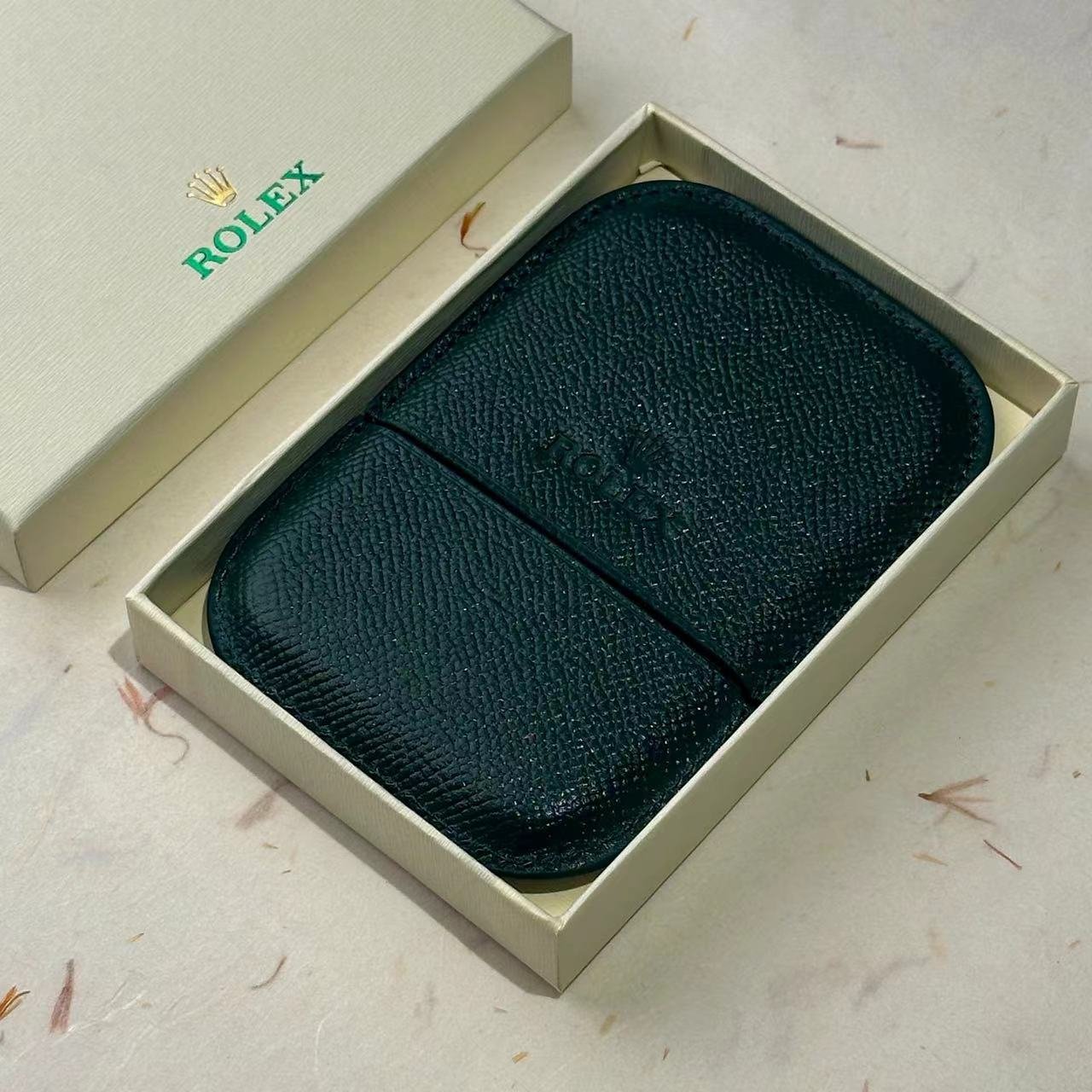 Rolex Dark Green Caviar Leather Cardholder For Vips | Exclusive Luxury Accessory