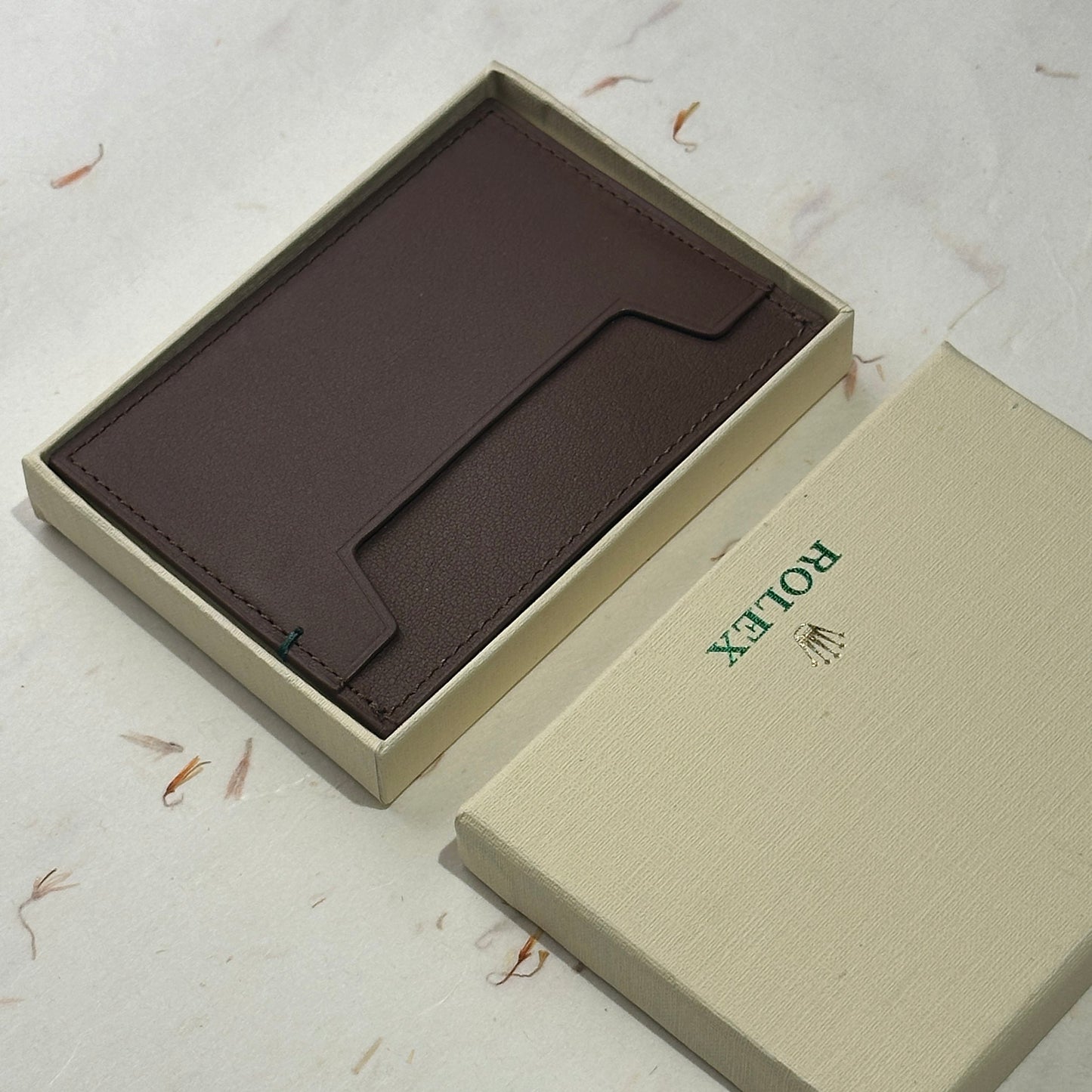 Rolex Signature Brown Leather Card Holder For Watch Enthusiasts | Chrono Collectible