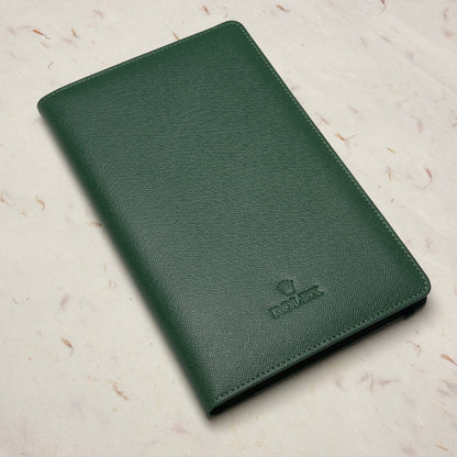 Rolex Emerald Green Leather Notebook For Rolex | Luxecrafts