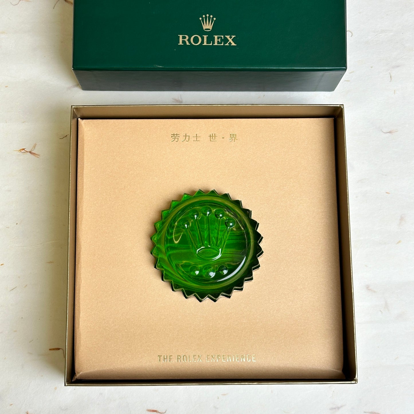 Rolex Green Crystal Submariner Crown Paperweight For Collectors | Limited Edition Gem