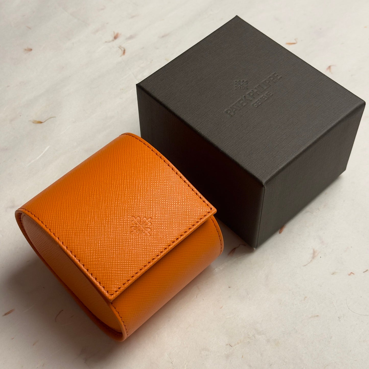 Patek Philippe Orange Leather Watch Case For Watch Storage | Elegantly Crafted Luxe Storage