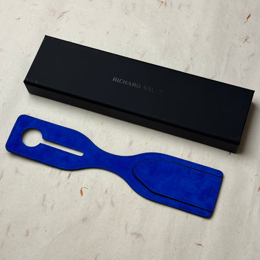 Richard Mille Blue Suede Luggage Tag For Luxury Travelers | Handcrafted In Italy