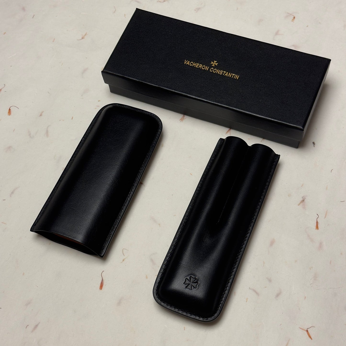 Vacheron Constantin Black Leather Cigar Case For Discerning Cigar Enthusiasts