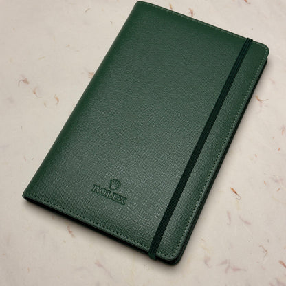 Rolex Emerald Green Leather Notebook For Rolex | Luxecrafts