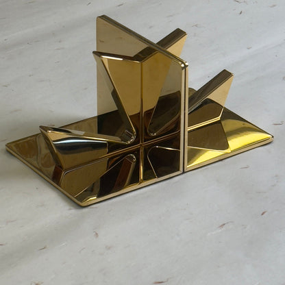 Vacheron Constantin Mirrored Brass Bookends Set For Elegant Office Decor | Luxetime