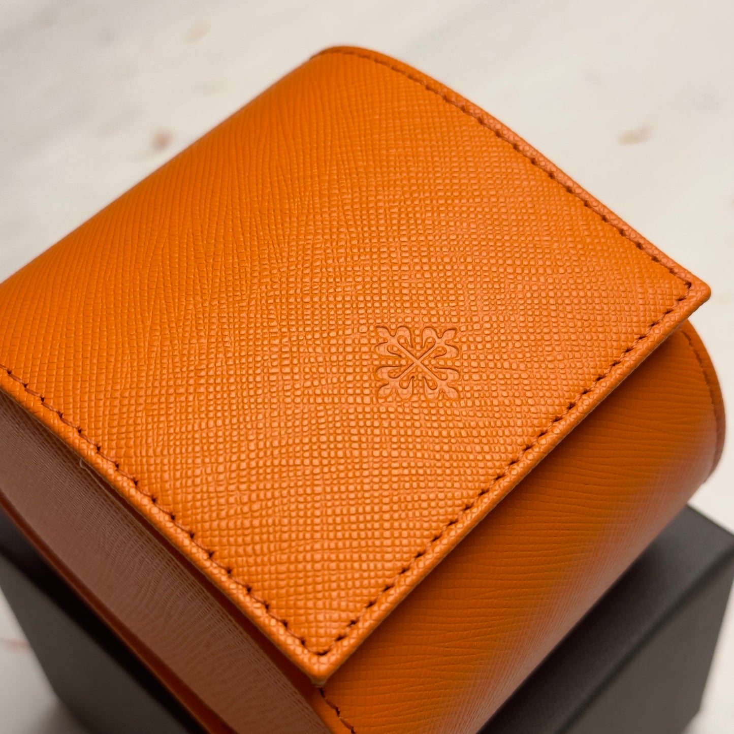 Patek Philippe Orange Leather Watch Case For Watch Storage | Elegantly Crafted Luxe Storage