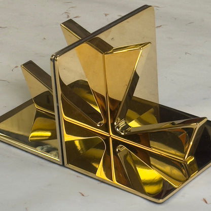 Vacheron Constantin Mirrored Brass Bookends Set For Elegant Office Decor | Luxetime