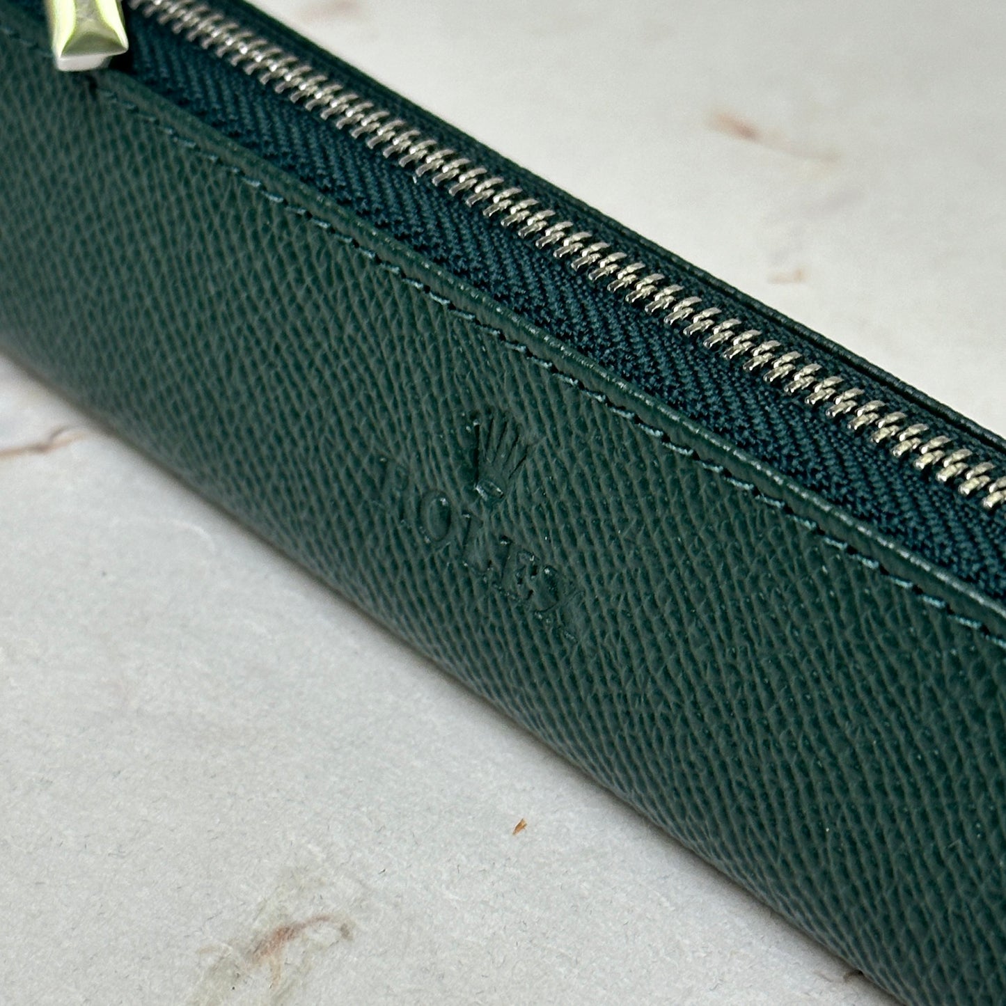 Rolex Dark Green Leather Pen Case For Writing Instruments | Elegant Storage Solution