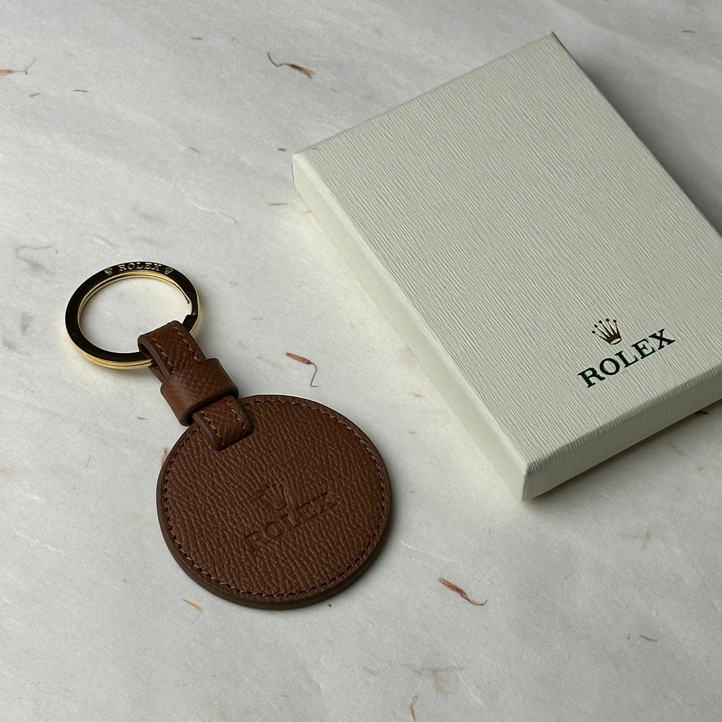 Rolex Brown Caviar Leather Keychain For Rolex | Luxetime Luxurious Accessory