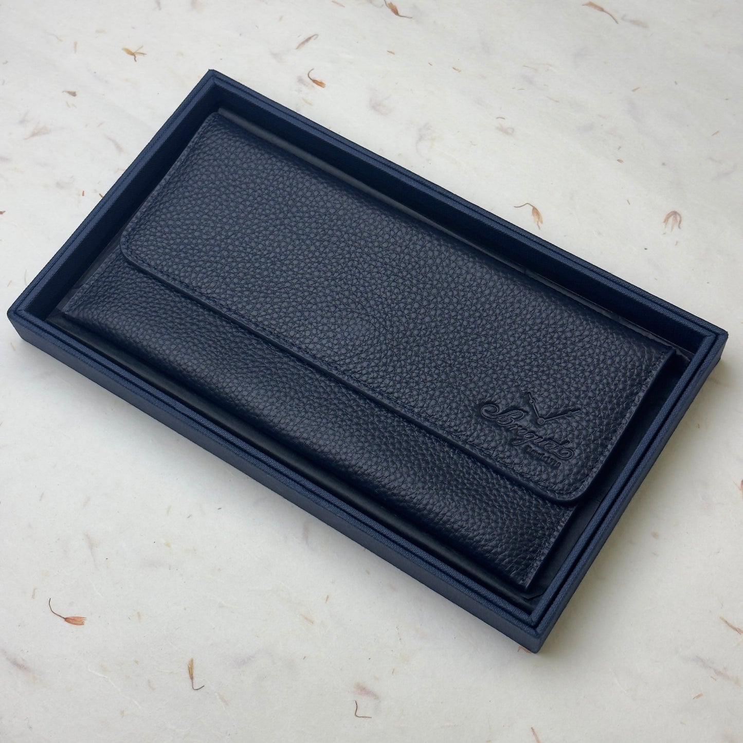 Breguet Blue Leather Long Wallet For Stylish Organization