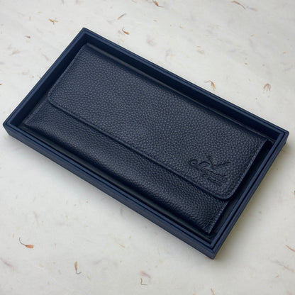 Breguet Blue Leather Long Wallet For Stylish Organization