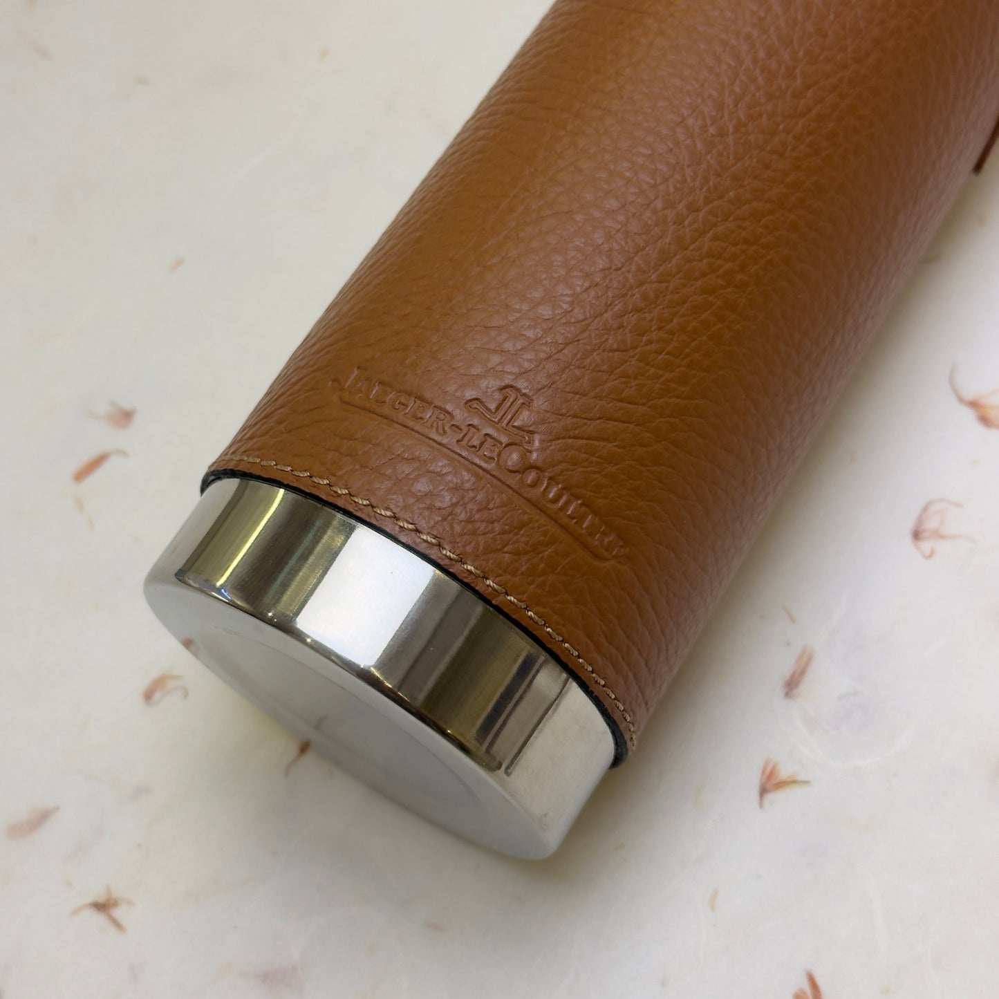 Jaeger-Lecoultre Stainless Steel Leather Thermos For Travel | Sophisticated Beverage Companion