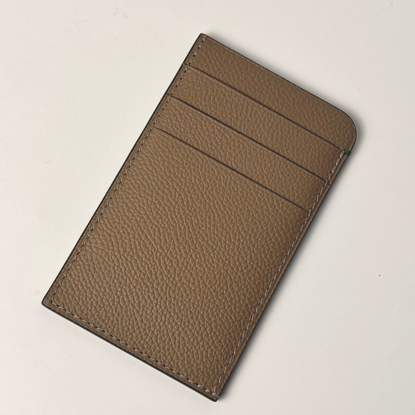 Rolex Taupe Pebbled Leather Cardholder For Stylish Organization | Made In Italy