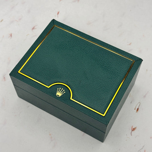 Rolex Vintage Presentation Case 64.00.01 In Forest Green & Gold Leather For Rolex Explorer Ii | Luxurious 1970S Storage Box