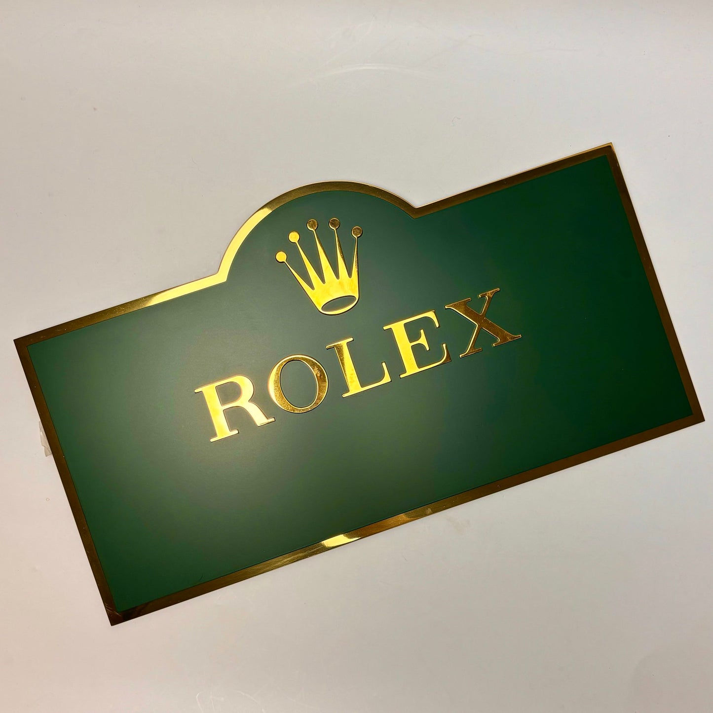 Rolex Large Gold & Green Dealer Sign For Authorized Retailers | Exquisite Official Retailer Display Plaque