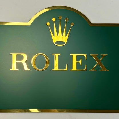 Rolex Large Gold & Green Dealer Sign For Authorized Retailers | Exquisite Official Retailer Display Plaque