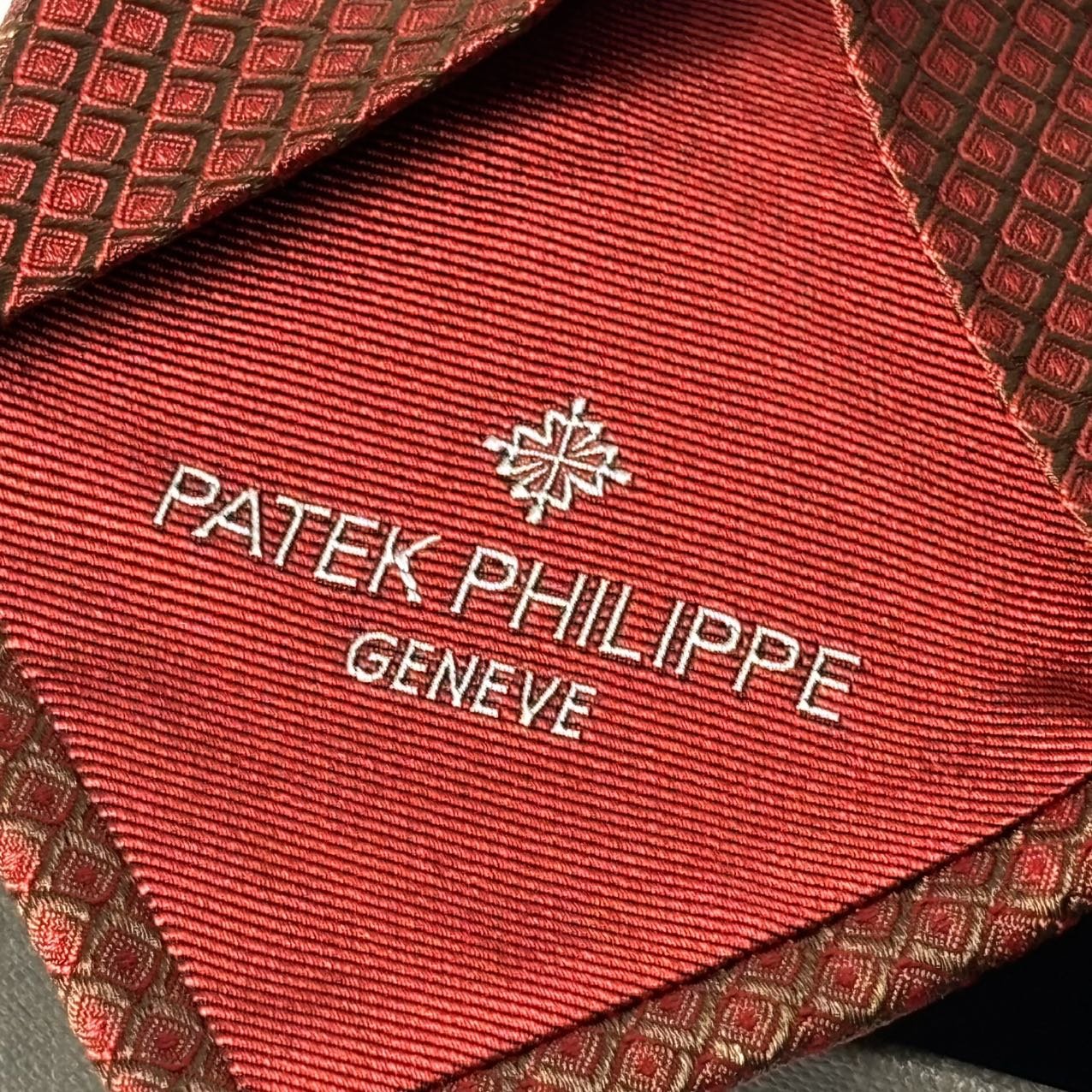 Patek Philippe Crimson Silk Tie For Men | Luxury Geometric Elegance