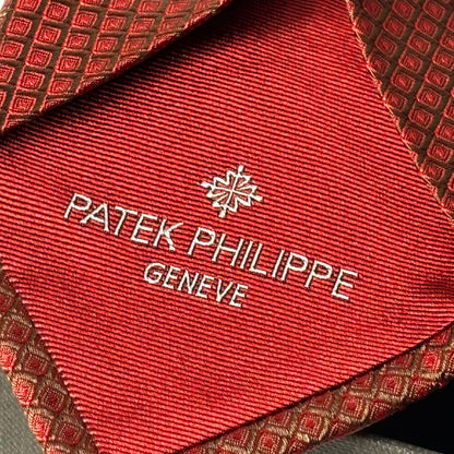 Patek Philippe Crimson Silk Tie For Men | Luxury Geometric Elegance