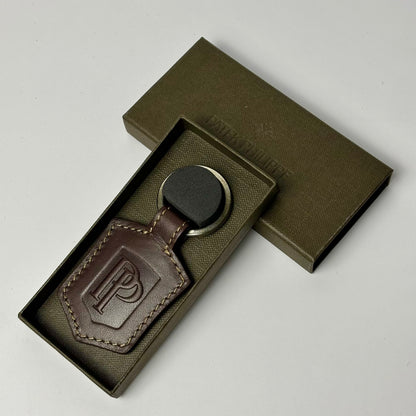 Patek Philippe Brown Leather Keychain With Embossed Logo | Premium Quality