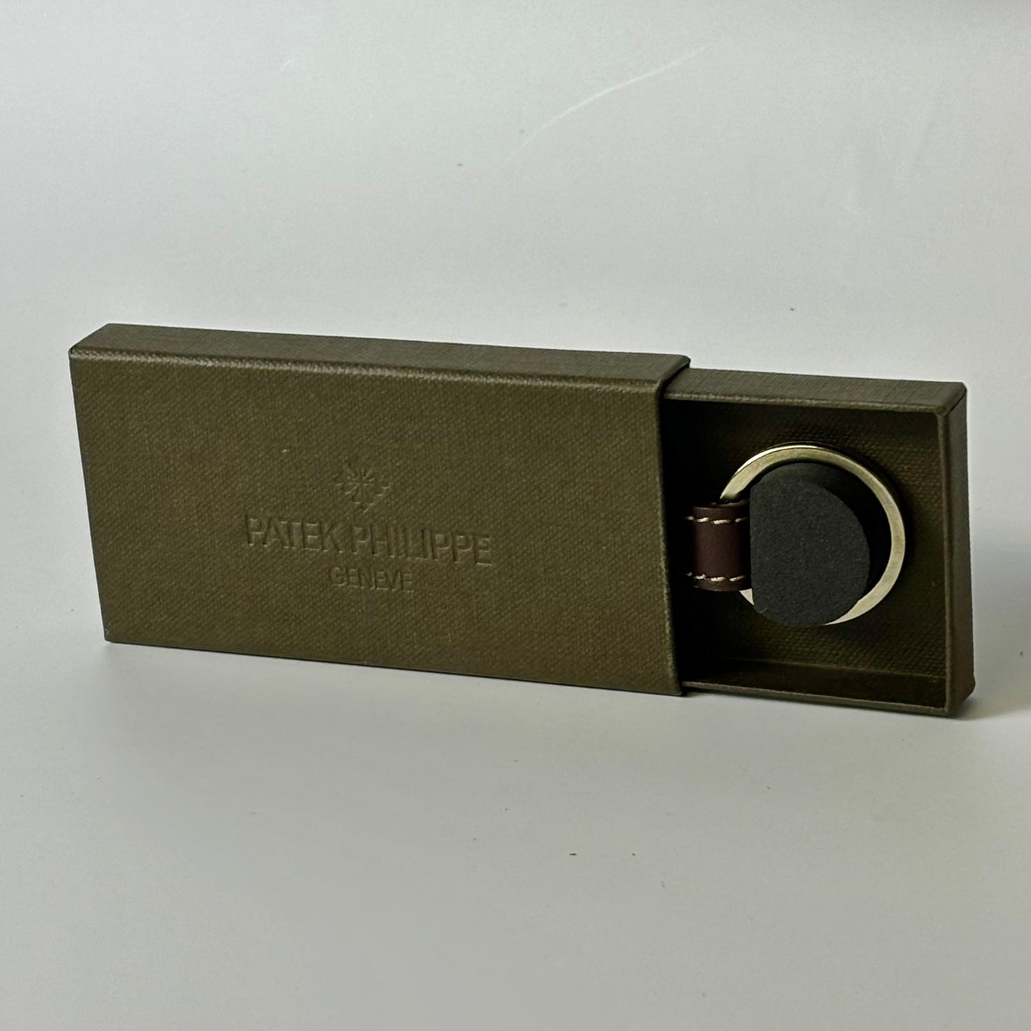 Patek Philippe Brown Leather Keychain With Embossed Logo | Premium Quality