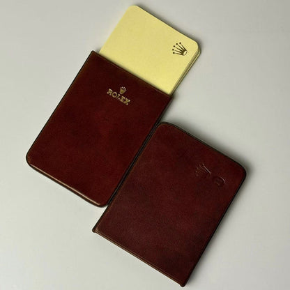 Rolex Burgundy Leather Cardholder With Gold Accents | Timeless Elegance