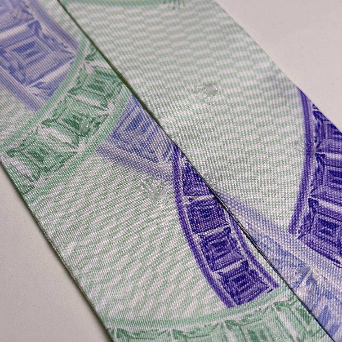 Rolex Silk Tie - Daytona Diamond Pattern In Green & Purple | Elegant Luxury Accessory