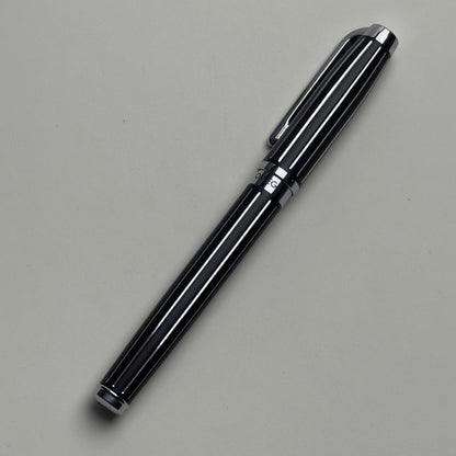 Omega Black Lacquer Ballpoint Pen With Chrome Accents | Premium Writing Instrument