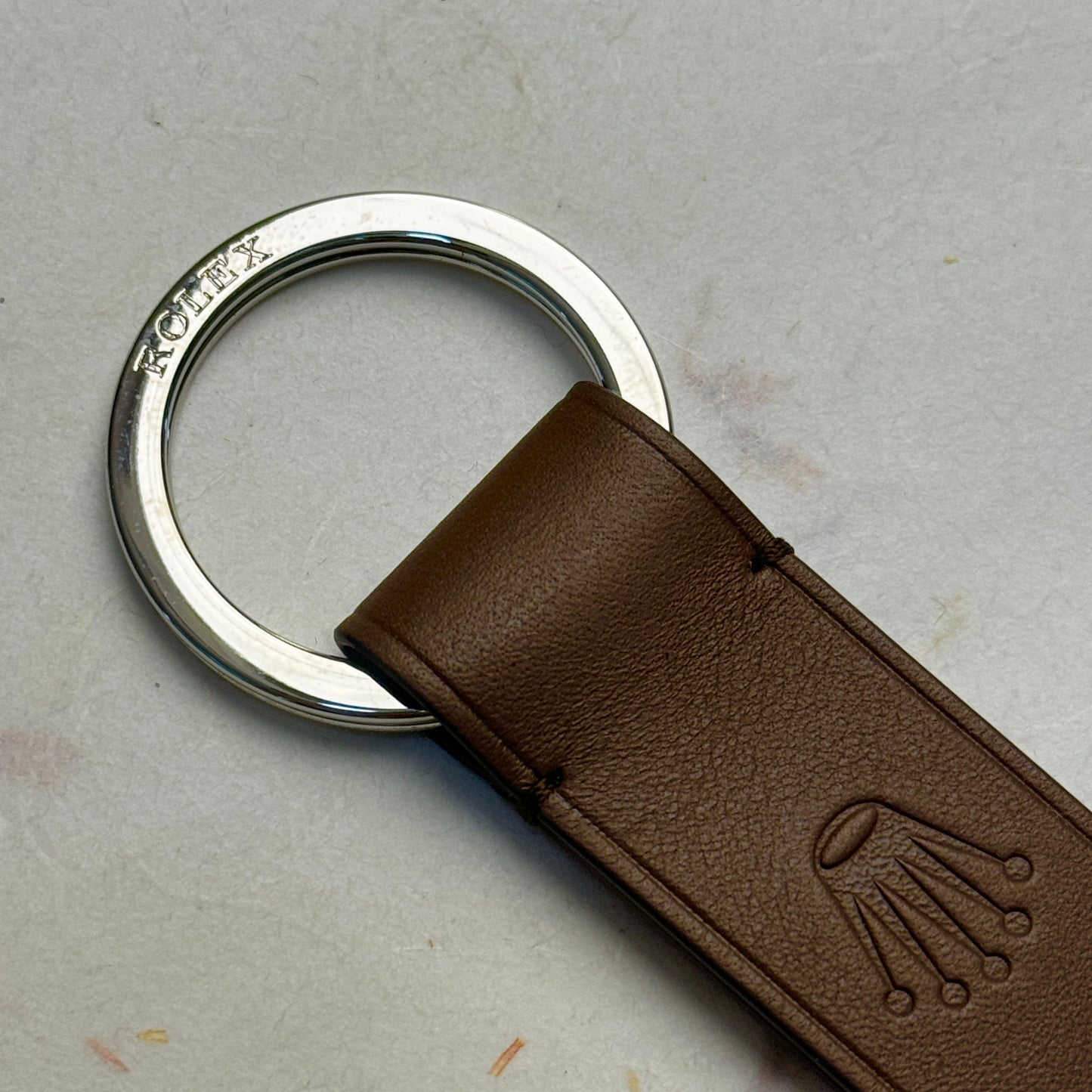 Rolex Brown Leather Crown Keyring For Baselworld Vips