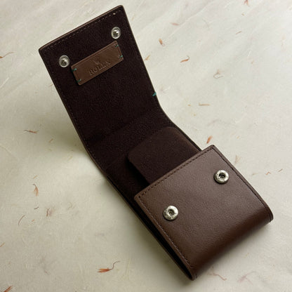 Exclusive Brown Galf Leather Watch Travel Pouch For Rolex | Vip Collector