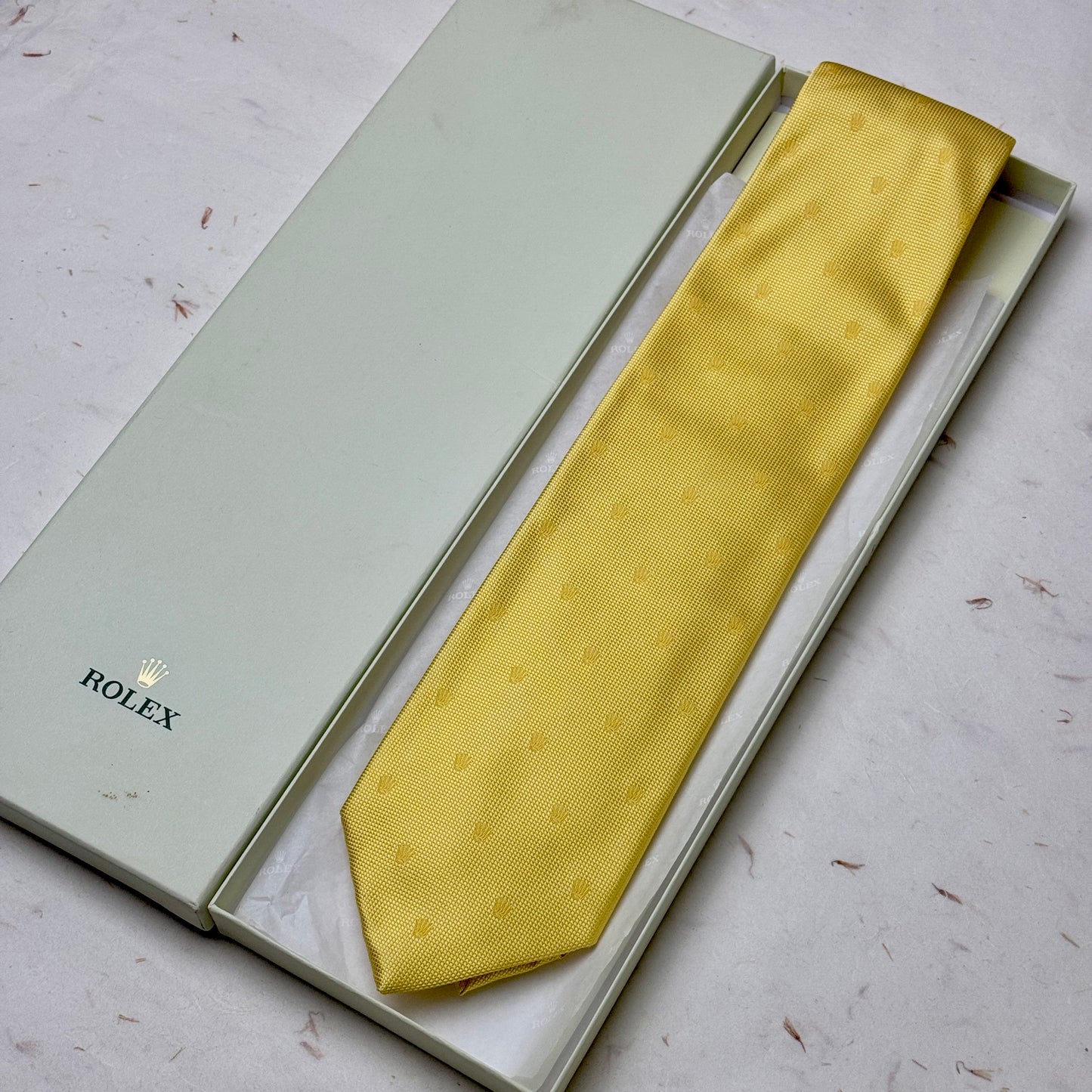 Rolex Yellow Silk Tie For Men | Vintage Italian Monogram Luxury