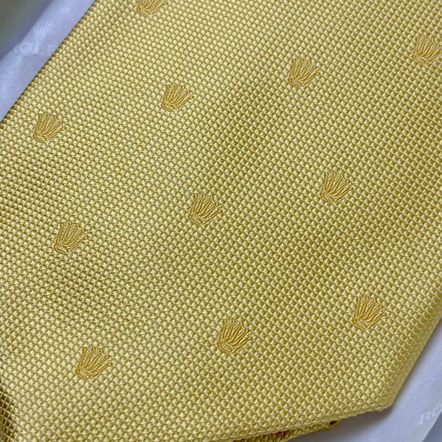 Rolex Yellow Silk Tie For Men | Vintage Italian Monogram Luxury