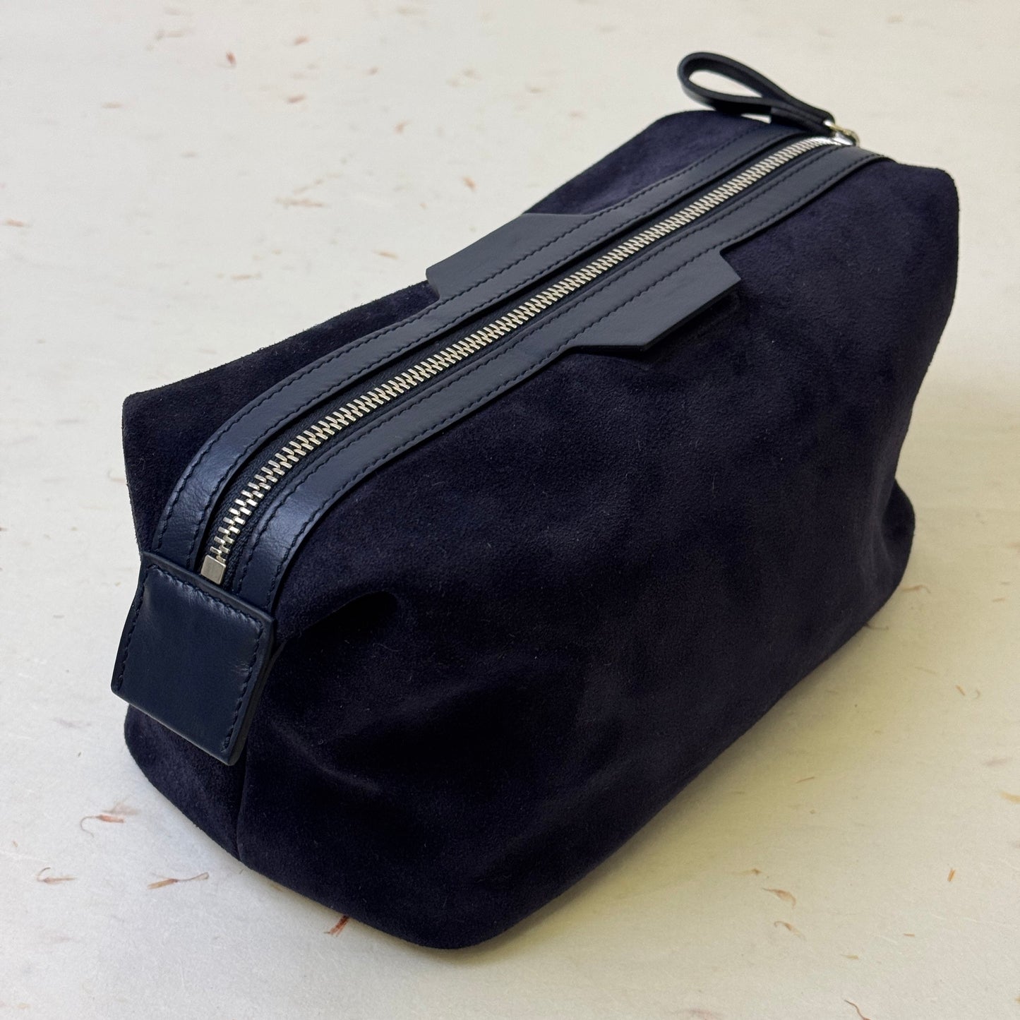 Rolex Navy Suede Travel Pouch With Leather Trim For Rolex | Vip Gift