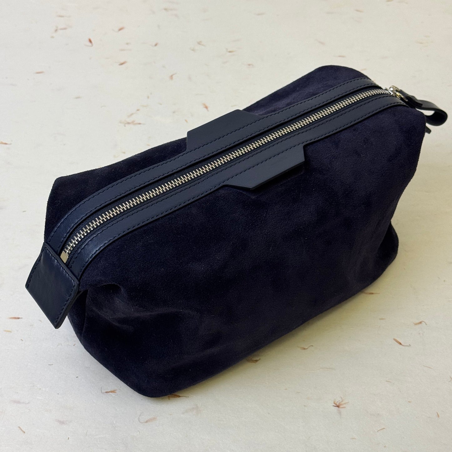 Rolex Navy Suede Travel Pouch With Leather Trim For Rolex | Vip Gift