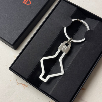 Tudor Snowflake Keychain In Polished Stainless Steel | Luxury Accessory