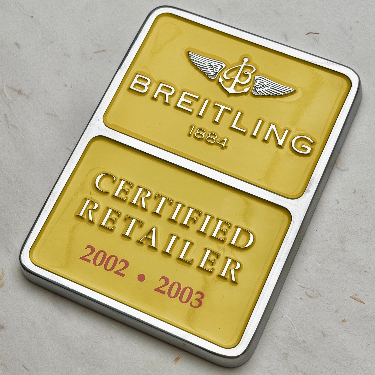 Breitling 2002-2003 Vintage Dealer Plaque For Collectors | Rare Certified Retailer Piece