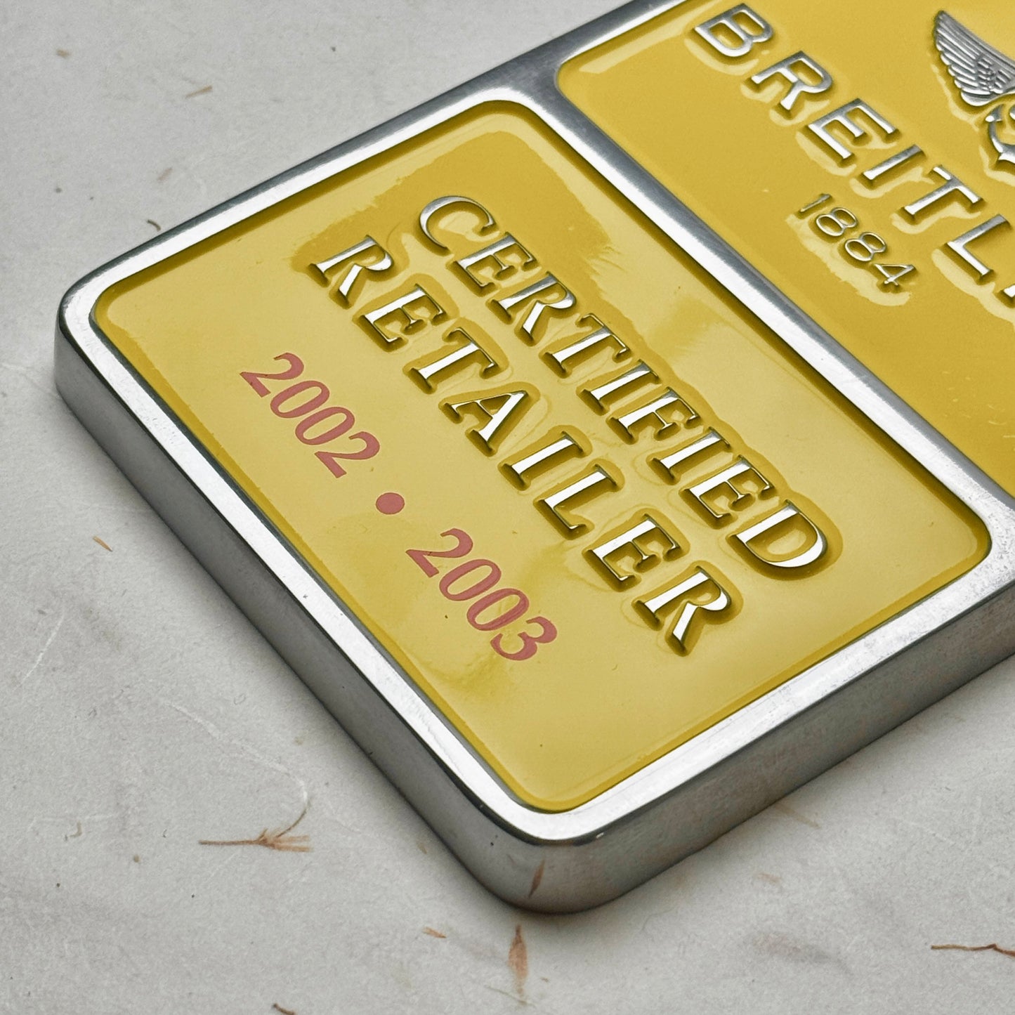 Breitling 2002-2003 Vintage Dealer Plaque For Collectors | Rare Certified Retailer Piece