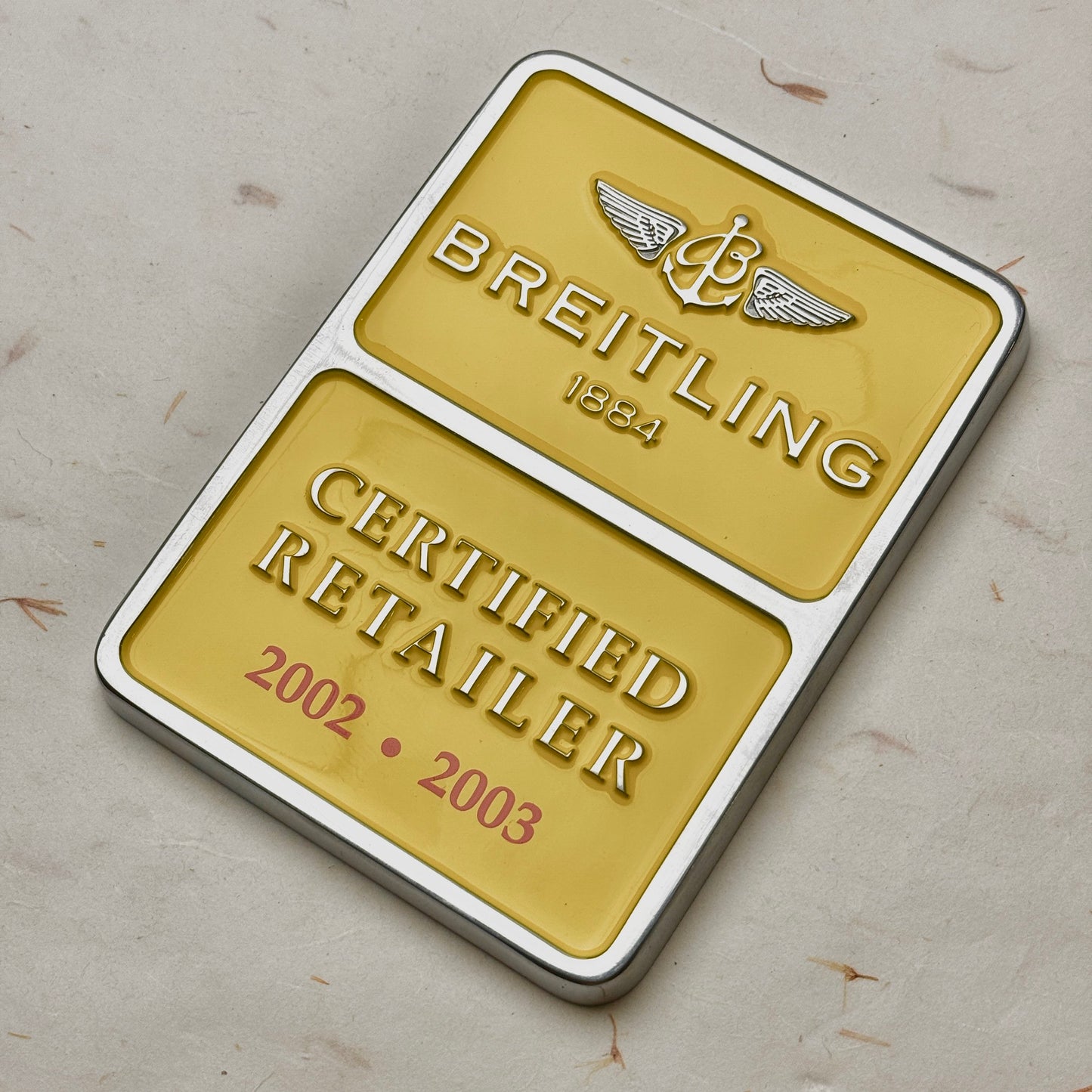 Breitling 2002-2003 Vintage Dealer Plaque For Collectors | Rare Certified Retailer Piece