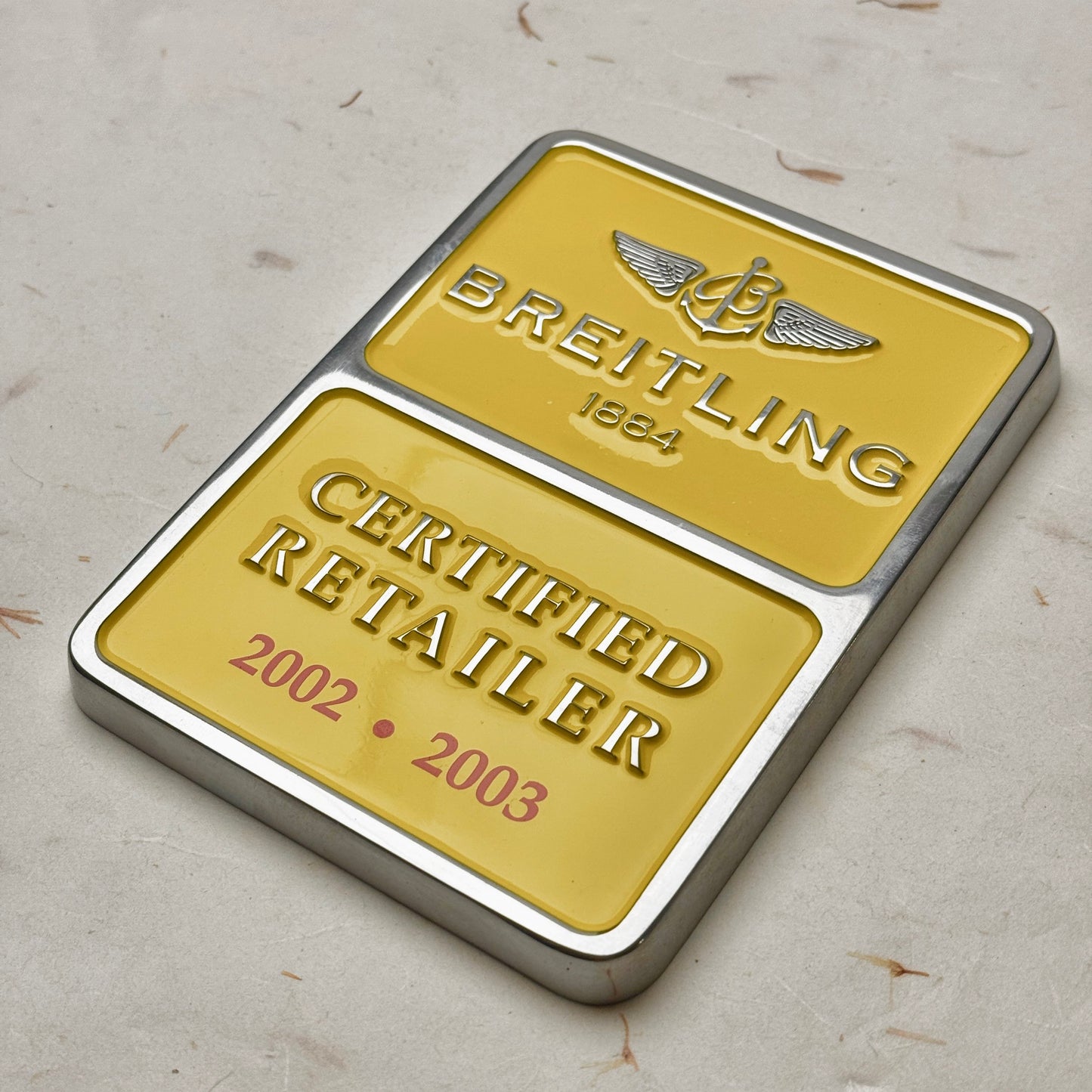 Breitling 2002-2003 Vintage Dealer Plaque For Collectors | Rare Certified Retailer Piece