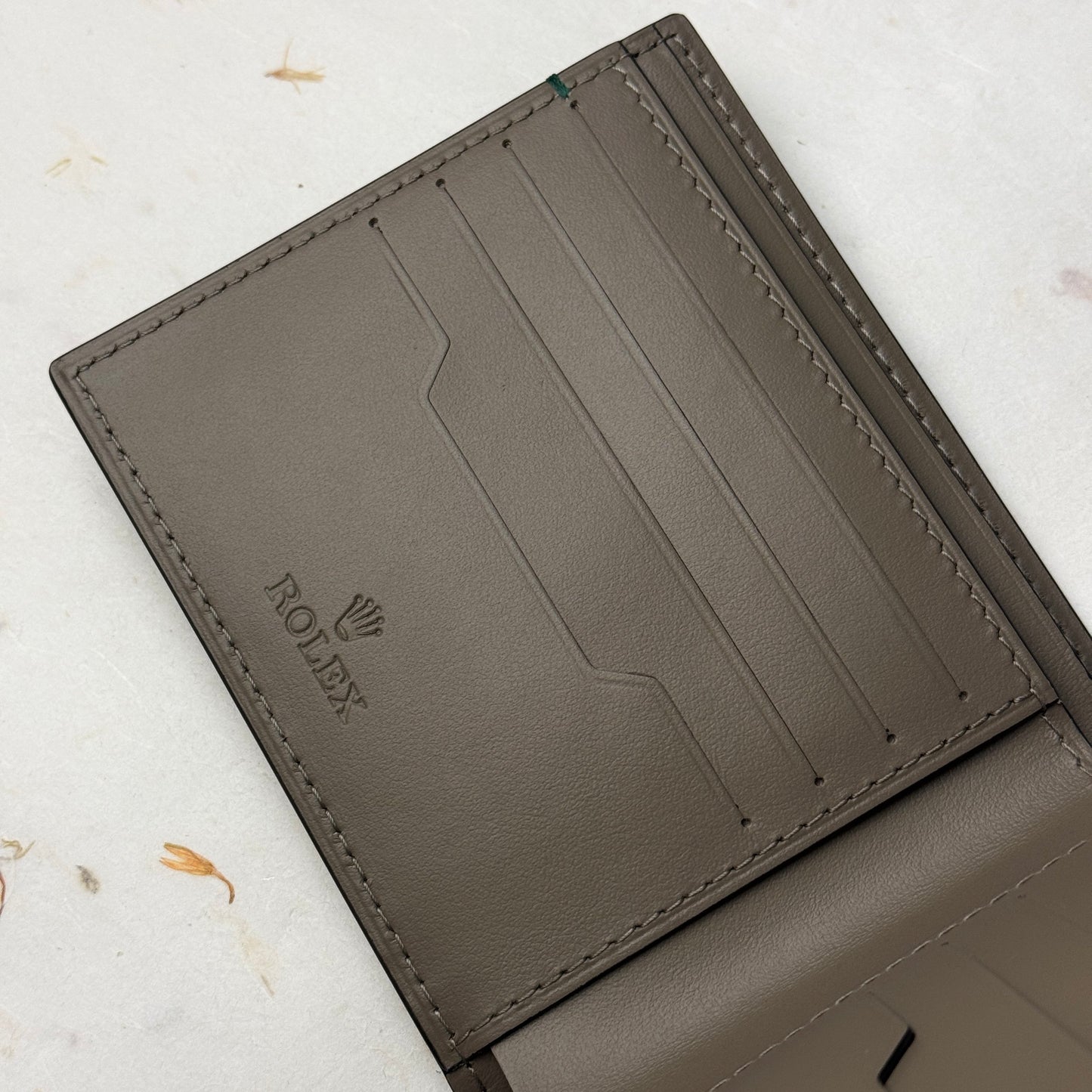 Rolex Pebble Grey Leather Bi-Fold Wallet | Genuine Leather Vip Gift