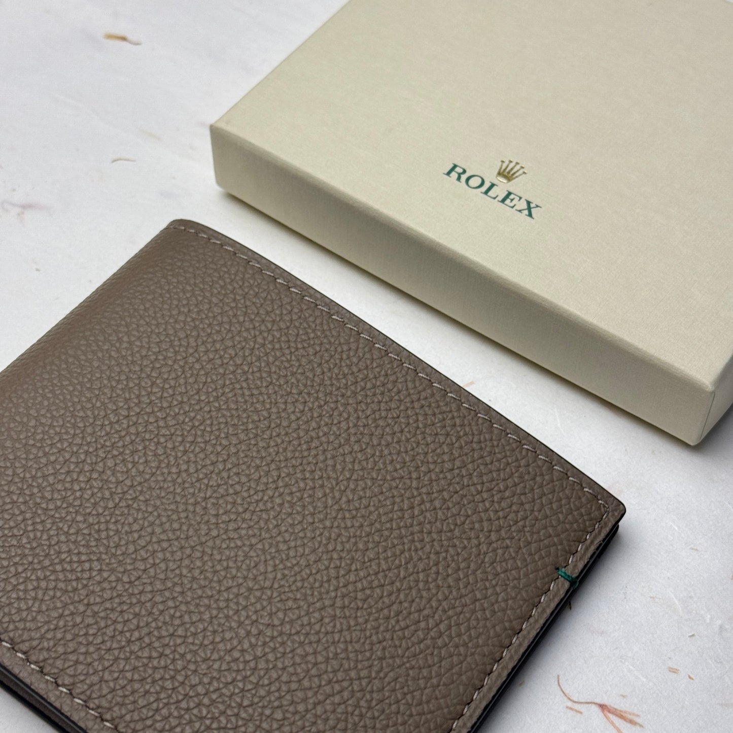 Rolex Pebble Grey Leather Bi-Fold Wallet | Genuine Leather Vip Gift