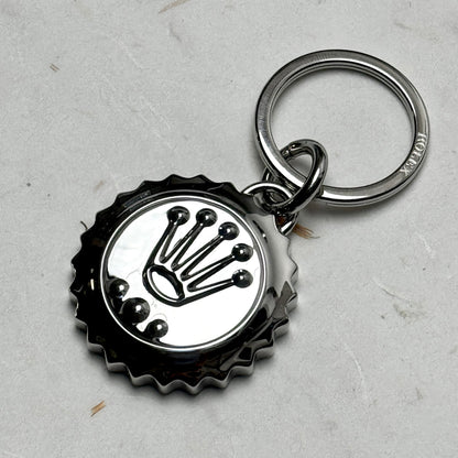 Rolex Triplock Emblem Keyring In Polished Metallic Finish | Luxury Collectible Keychain