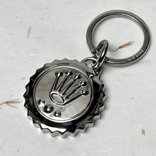 Rolex Triplock Emblem Keyring In Polished Metallic Finish | Luxury Collectible Keychain