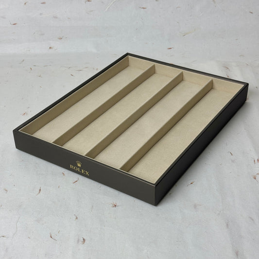 Wooden Rolex Dealer Tray With Beige Lining | Luxetime