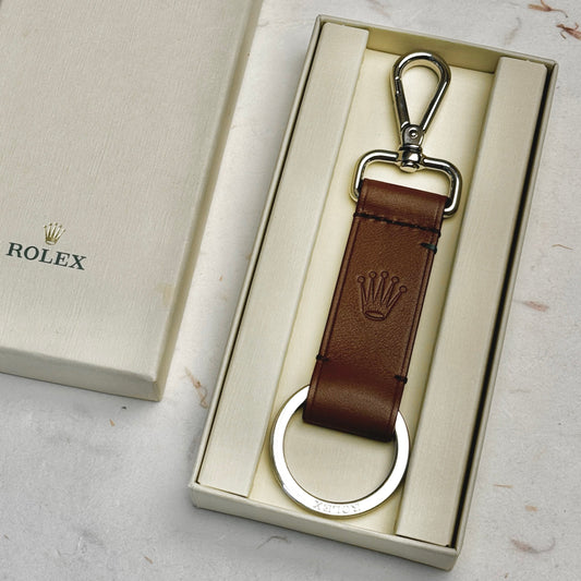 Rolex Brown Leather Crown Keyring For Baselworld Vips