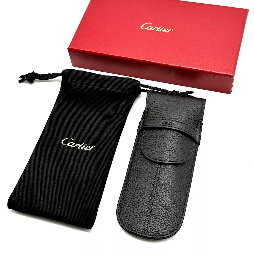 Cartier Black Leather Pen Pouch Case For Vip Gifting | Luxurious Holder For Fine Pens