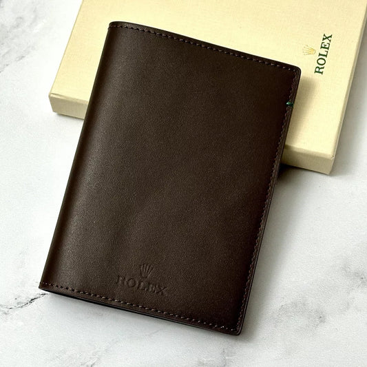 Rolex Brown Leather Passport Holder For Vip Travel | Heritage