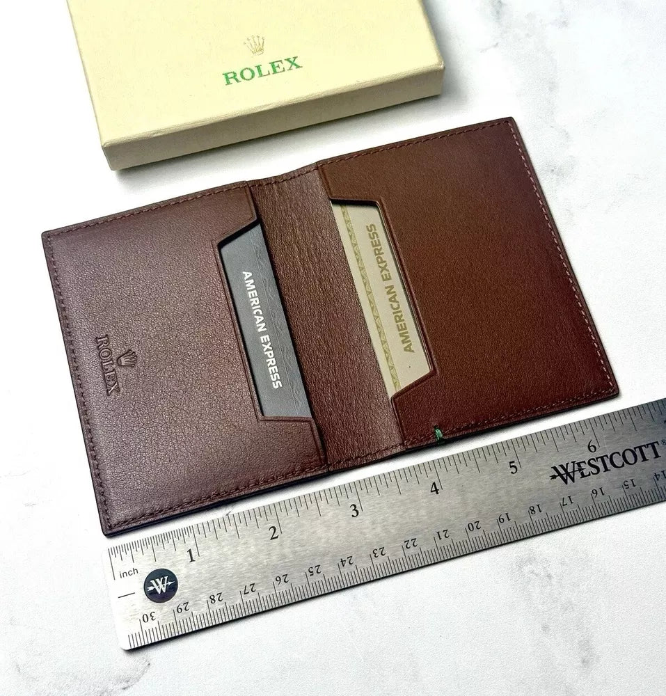 Rolex Heritage Brown Leather Bifold Cardholder Wallet For Vip Gift | Premium Luxury Card Organizer