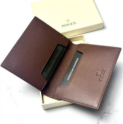 Rolex Heritage Brown Leather Bifold Cardholder Wallet For Vip Gift | Premium Luxury Card Organizer