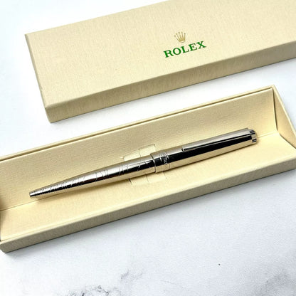 Rolex Silver Scribe Platinum Wave Cut Pen For Vips | Luxury Writing Instrument