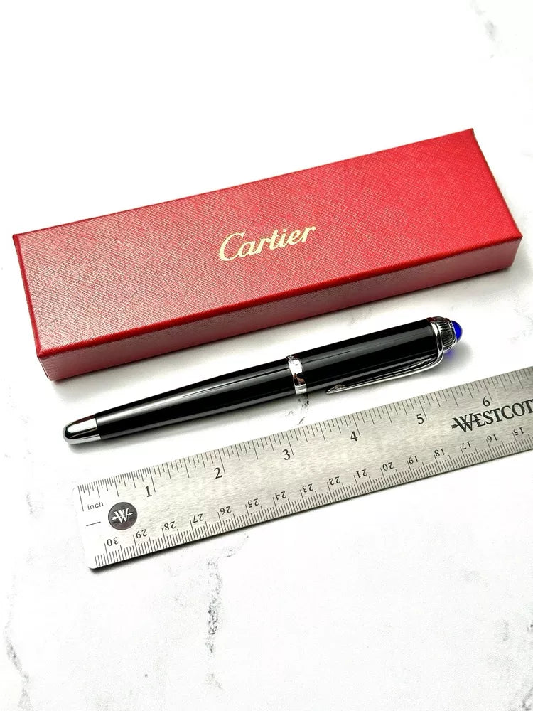 Cartier Black Composite Silver Rollerball Pen For Executives | Elegant Ad Vip Gift